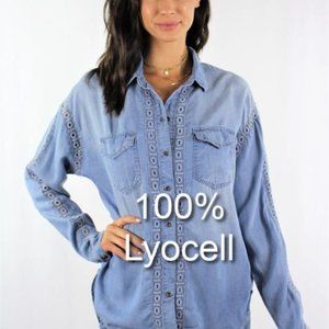 Eco Friendly Vintage Wash Denim Button Down